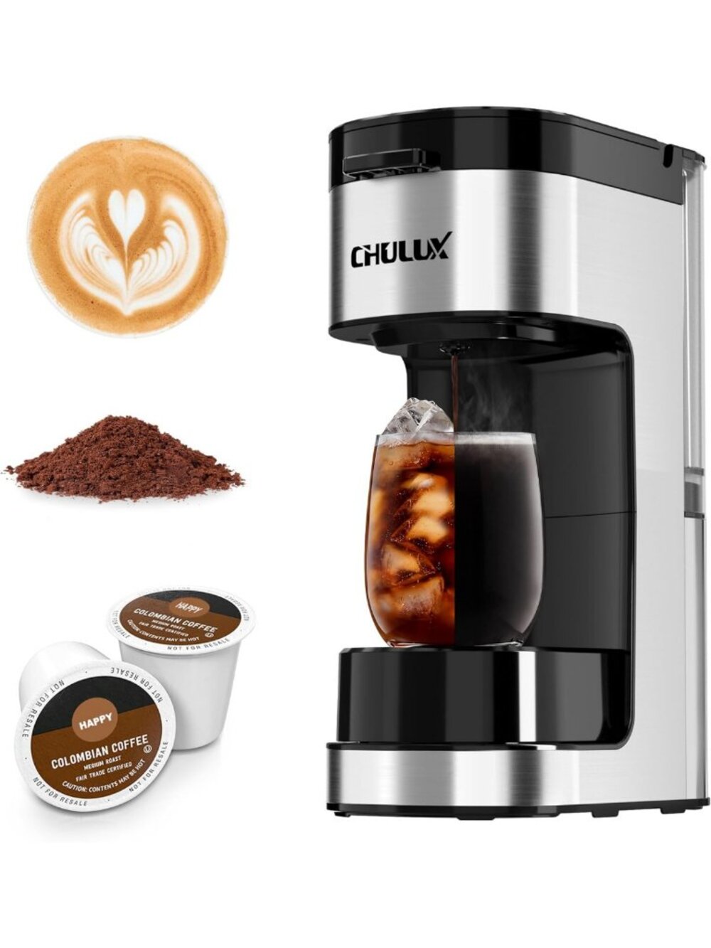 Single Serve Coffee Maker for K Cup Pods & Ground Coffee - Compact & Easy Brew